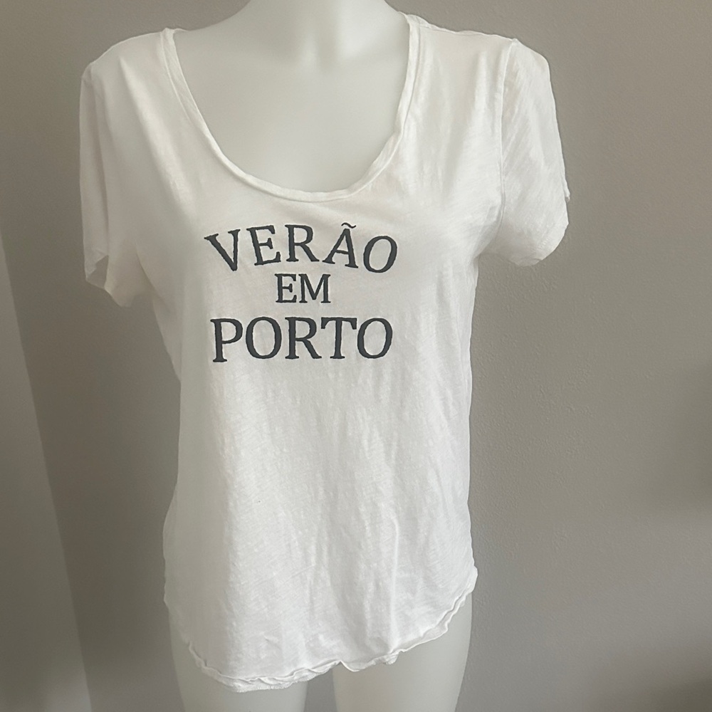 LOFT White Scoop Neck 'Verão em Porto' Graphic Tee